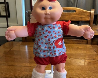 Década de 1980 Cabbage Patch Kid Mechón de limón Bebé prematuro de neón Ojos azules Fresa roja