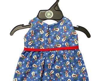 Handmade Dress For Cabbage Patch Kid 16” Doll Red Blue Glitter Snowmen Snowman