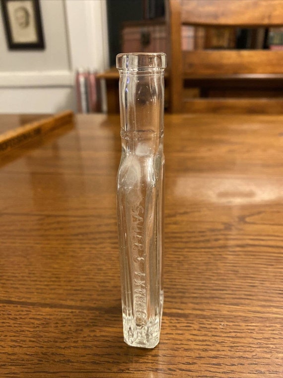 Vintage Clear Sauers Extract Embossed Bottle Early Medicine Etsy