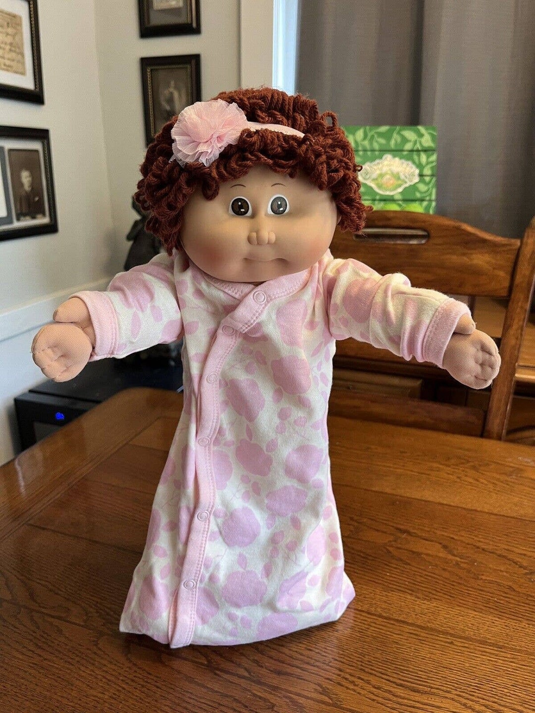 1980s Cabbage Patch Kid Brown Hair & Eyes Pink Flower Headband Etsy