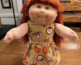 1995 Cabbage Patch Kid Red Shimmer Hair Brown Eye Mattel Ramen Noodle Soup Dress