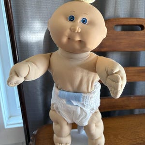 1980s Cabbage Patch Kid TLC Preemie Baby Lemon Tuft Bald Blue Eyes Small Face