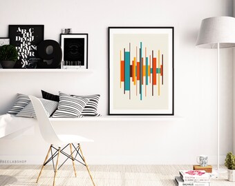 Mid Century abstract art print poster Pattern retro Scandinavian wall decor poster Norway Vintage home decor wedding  (069)