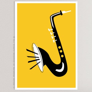 saxophone print rétro saxophone affiche saxophone jazz affiche saxophone blues mid century style saxophone art print 159 image 6