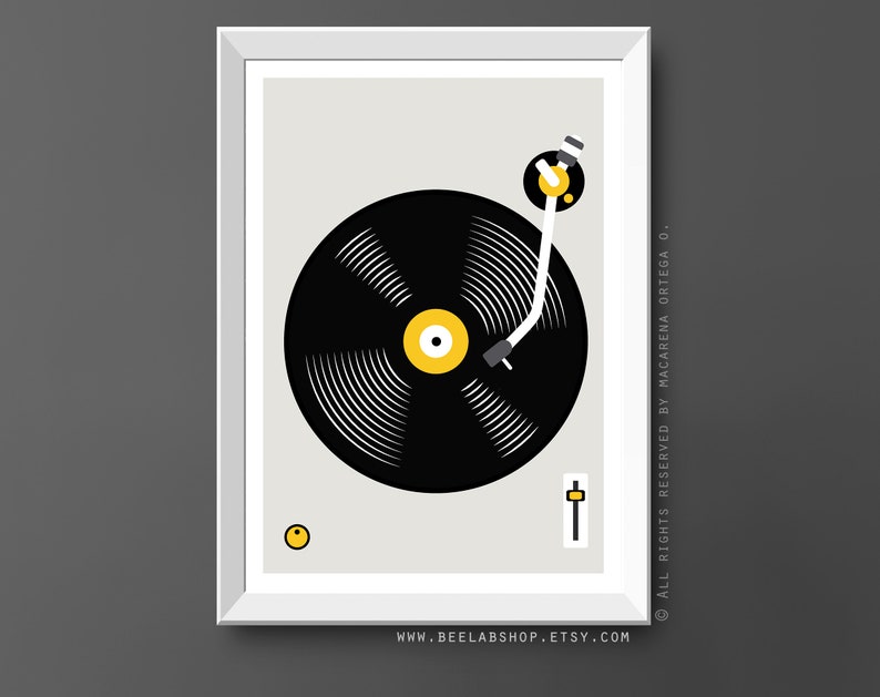 Vinyl Record Print Retro Print Vinyl Record DJ Gift Art Poster Mid