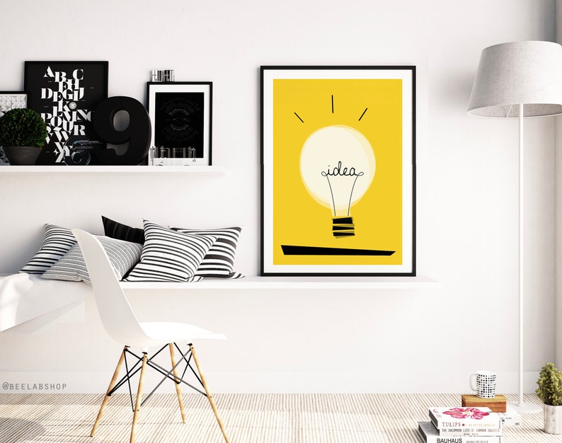 light print Idea light Mid Century Style Art print retro inspired Scandinavian wall decor poster Norway Vintage home decor 058 image 3