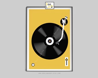 Vinyl Record print retro print Vinyl Record DJ gift art poster Mid Century Style Vinyl Art print retro inspired wall decor poster home (119)