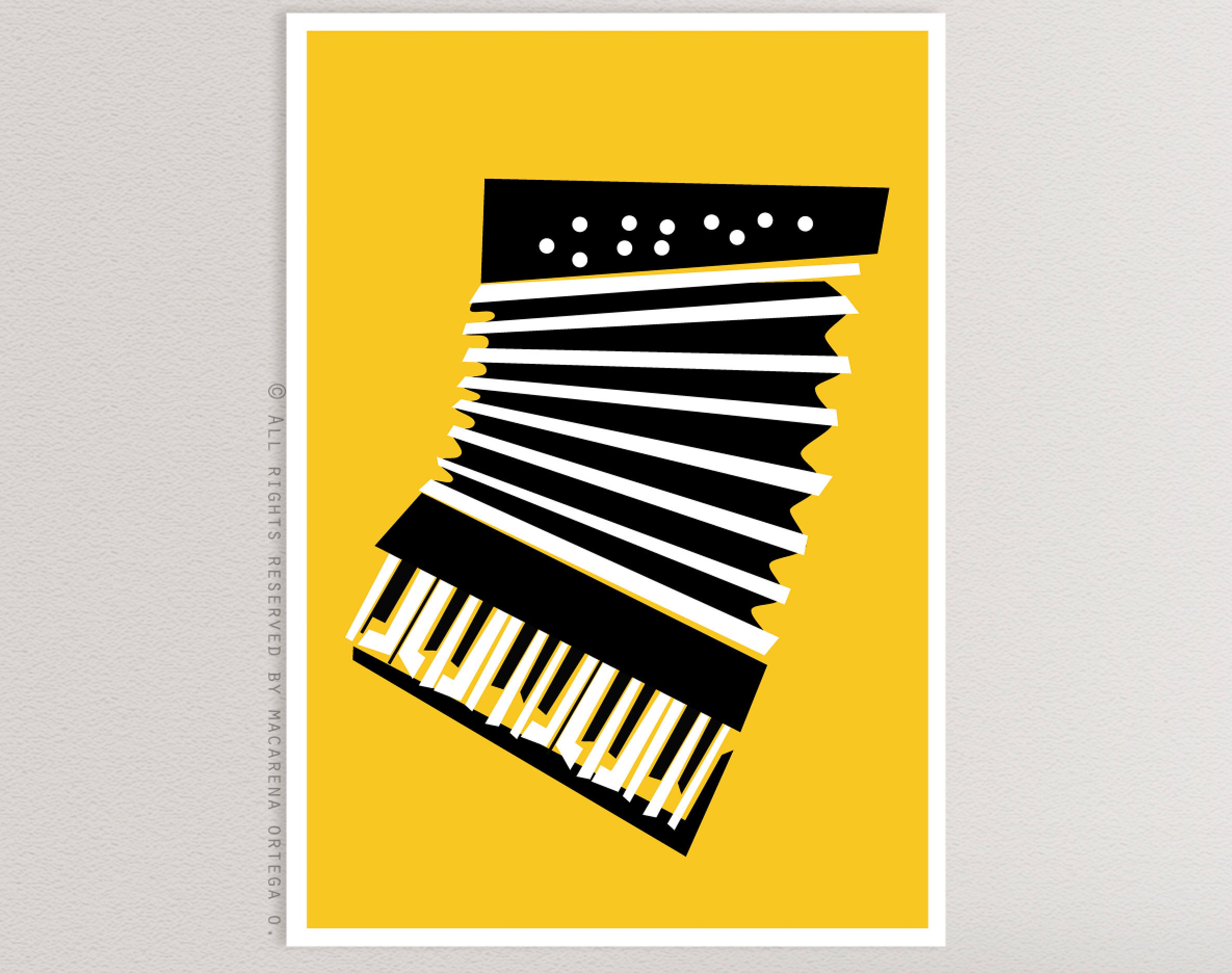 Accordion Poster Art Print Retro Accordion Abstract Minimalist
