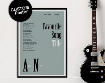 CUSTOM Personalised your Favourite Song Lyric Print Poster