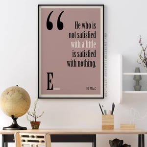 Epicurus Quote Print Quotes of Epíkouros classical Greek philosopher poster philosophical quotes print Greek philosopher Gift quote (027)