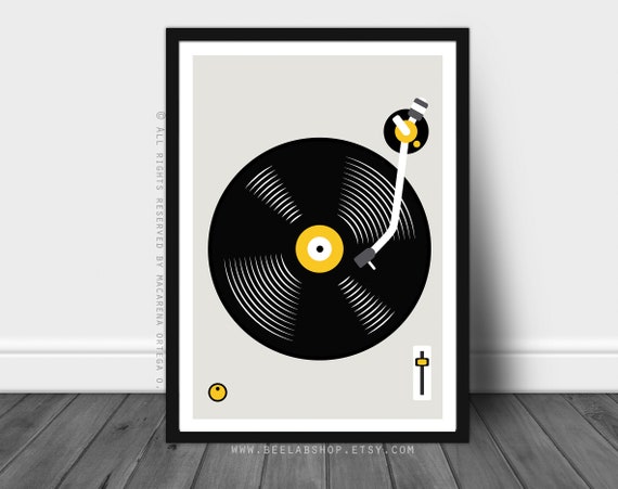Vinyl Record Print Retro Print Vinyl Record DJ Gift Art Poster Mid