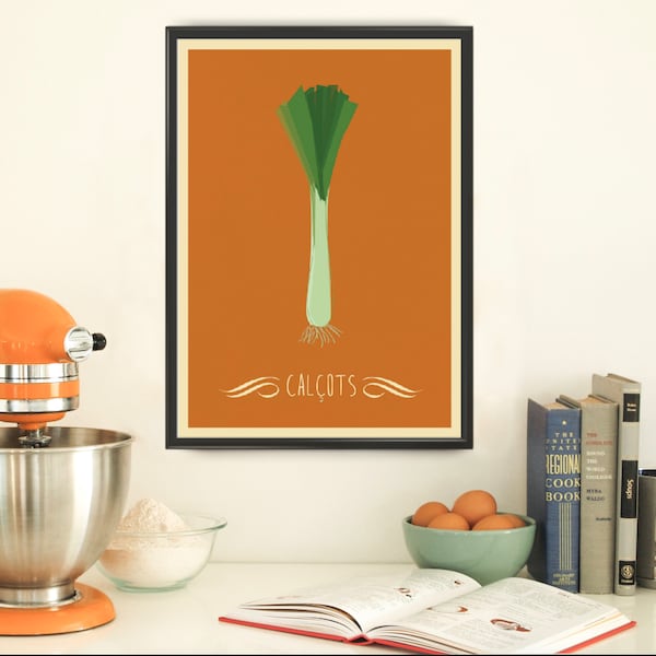 CalÇots print typique catalan food print Barcelona poster Art print BCN calcots catalan poster art wall décor poster Artwork Gift (122)