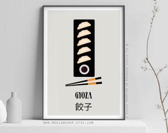 Gyoza print poster dumplings print poster art print Japanese Food print Art print food art print poster kitchen Gift restaurant decor (196)