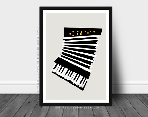 Accordion Poster Art Print Retro Accordion Abstract Minimalist