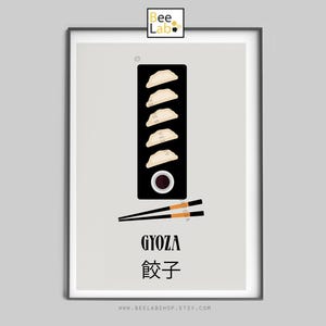 Gyoza Art Print | Dumplings Poster, Japanese Food Wall Art, Kitchen & Restaurant Decor, Foodie Gift, Minimalist Japanese Cuisine | N198