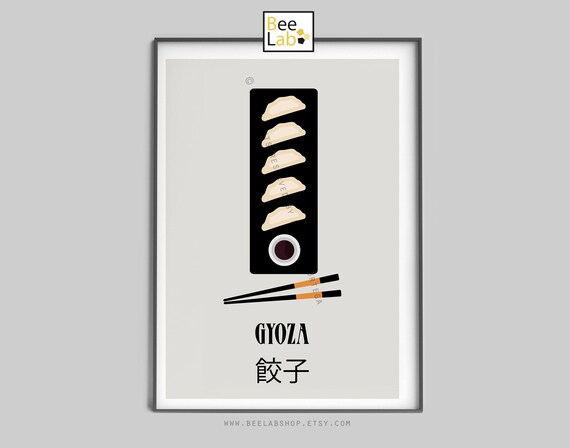 Gyoza Art Print | Dumplings Poster, Japanese Food Wall Art, Kitchen & Restaurant Decor, Foodie Gift, Minimalist Japanese Cuisine | N198