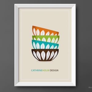 Cathrineholm Art print poster Bowls kitchen decor Danish Scandinavian norway illustration print wall decor retro home mid century (014)