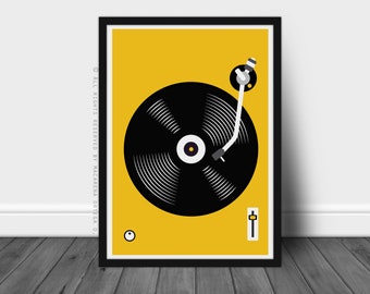 Vinyl Record Print Retro Print Vinyl Record DJ Gift Art Poster Mid
