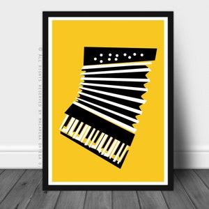 Póster de acordeón, impresión artística retro, acordeón abstracto, minimalista, impresión artística, arte moderno, instrumento musical (160)