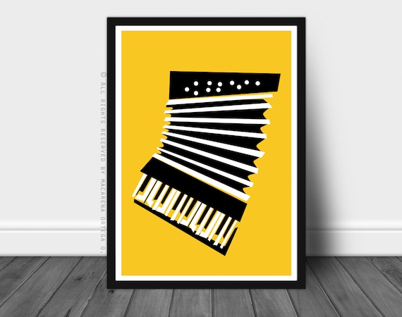 Accordion Poster Art Print Retro Accordion Abstract Minimalist