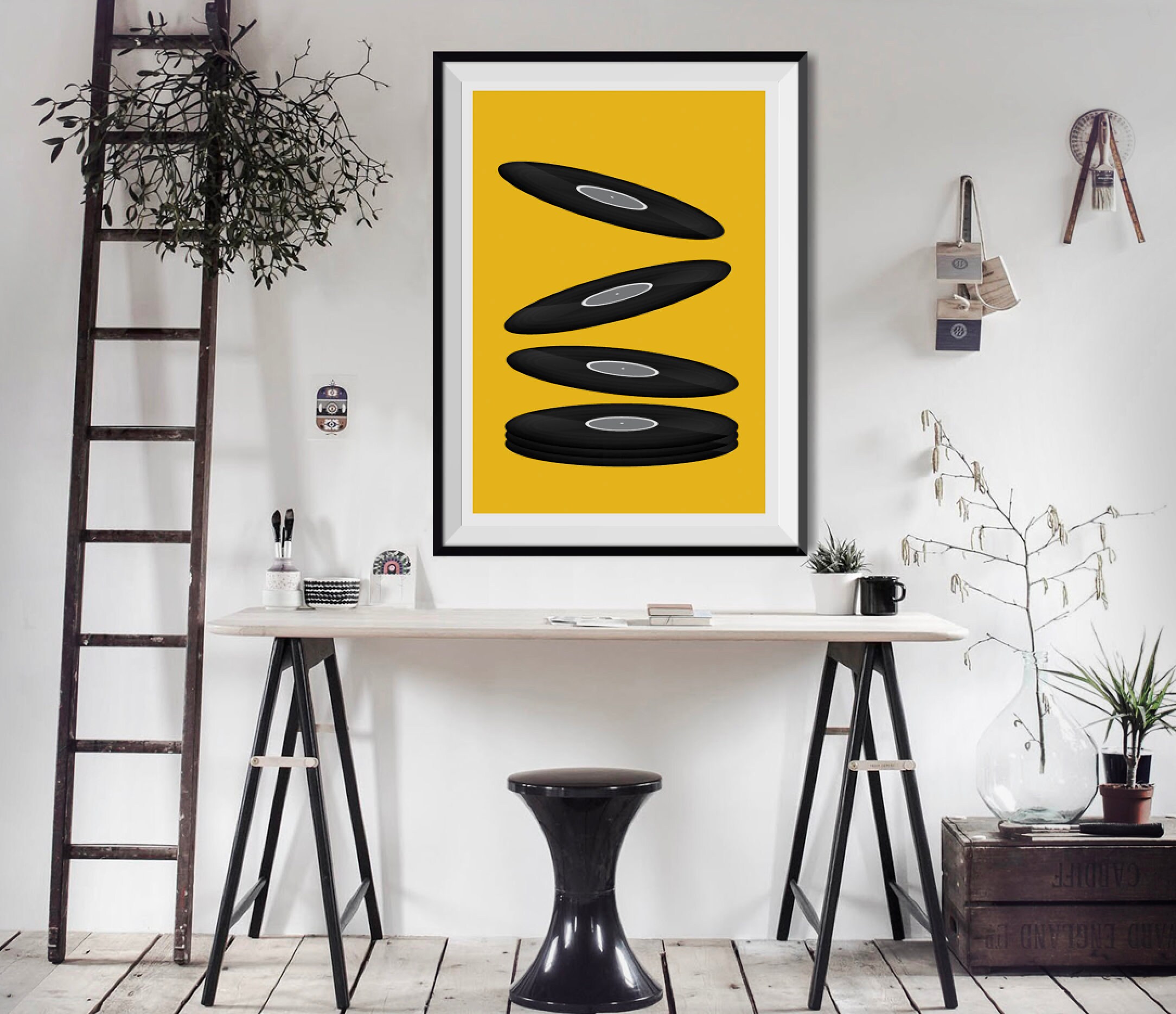 Vinyl Record Print Retro Print Vinyl Record Art Poster Mid Etsy