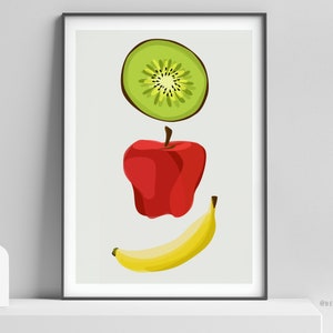 Fruits print Kiwi Apple and banana print minimalist fruit art print fruit kitchen decor art fruits prints wall mid century (038)