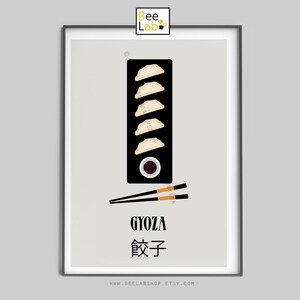 SET of 3 Asian food Prints 1 of them for free Japanesse food sushi print, gyoza art and ramen poster Art print Minimalist decor Print image 2