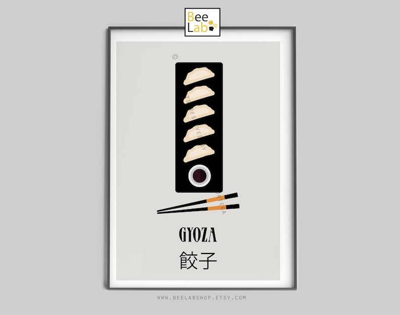 SET of 3 Asian food Prints 1 of them for free Japanesse food sushi print, gyoza art and ramen poster Art print Minimalist decor Print image 2