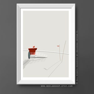 Lifeguard Art print Nautical Lifeguard Minimalist Print Coastal Wall decor summer print Modern Style retro Beach painting wall decor (184)