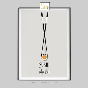 SET of 3 Asian food Prints 1 of them for free Japanesse food sushi print, gyoza art and ramen poster Art print Minimalist decor Print image 4