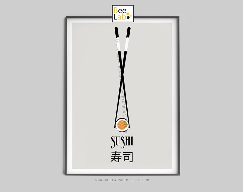 SET of 3 Asian food Prints 1 of them for free Japanesse food sushi print, gyoza art and ramen poster Art print Minimalist decor Print image 4