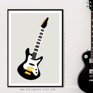 Electric Guitar painting Art Print retro Guitar Abstract Minimalist Electric Guitar art print Modern fine art Music Instrument (158)