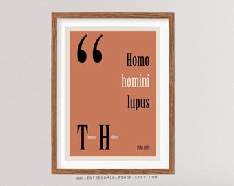 Citazione Homo homini lupus stampa Citazione latina di Thomas Hobbes stampa Stampa citazioni stampa citazioni filosofiche stampa Citazioni regalo (034)
