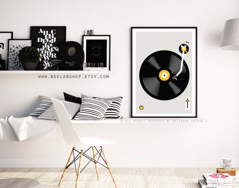 Vinyl Record Print Retro Print Vinyl Record DJ Gift Art Poster Mid