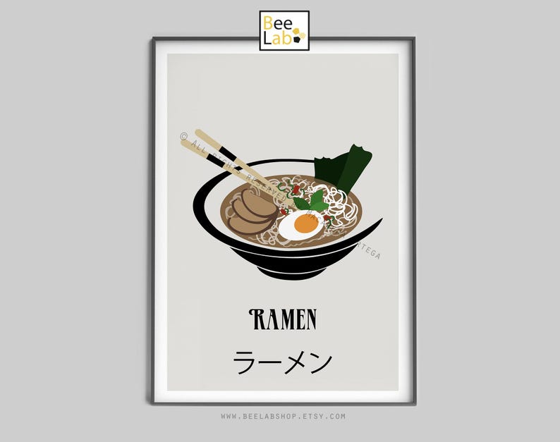 SET of 3 Asian food Prints 1 of them for free Japanesse food sushi print, gyoza art and ramen poster Art print Minimalist decor Print image 3