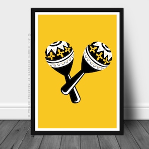 A maraca art print rumba shaker  chac-chac poster retro prints music latin instruments (155)