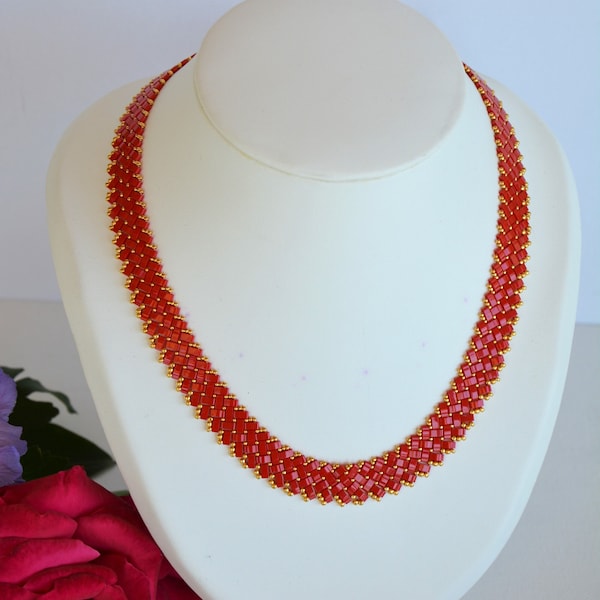 Collier rond en perles de verre Tila, rouges