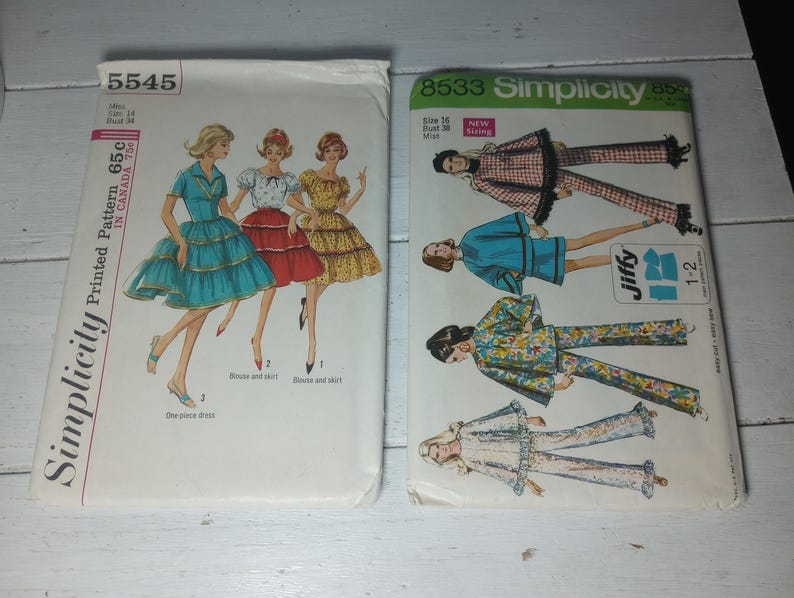 Vintage 60s Simplicity Sewing Patterns Used Complete 5545 8533 MOD ...