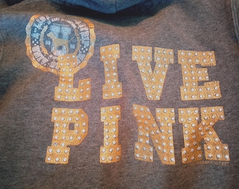Victoria's Secret Live Pink Y2K Iconic Road Trip 86 Jeweled Hoodie Jacket 90s M