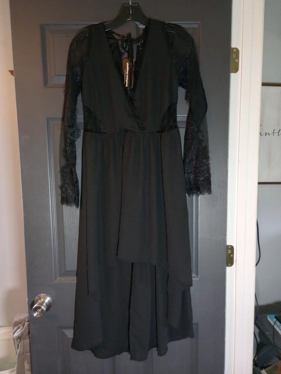 grunge black dress aesthetic Aesthetic Clothes Gothic Dark Grunge Style Long Skirt Midi Black –  Aesthetics Boutique main image 1