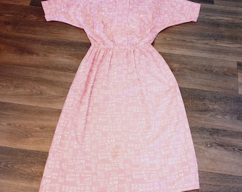 Cottagecore Rose Pink Floral Puff Midi Dress Elegant Shabby Chic 50s  Housewife