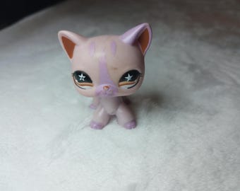 Vintage Authentic Littlest Pet Shop Shorthair Cat 933 Pink Purple Y2k Hasbro Lps