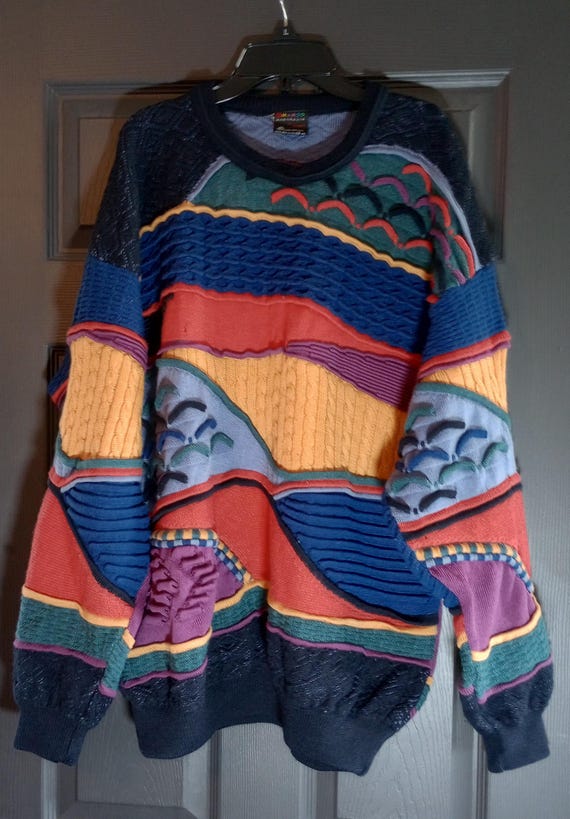 VTG 90s COOGI Multicolor 3D Knit Pullover Sweater Size M COOGI 3D