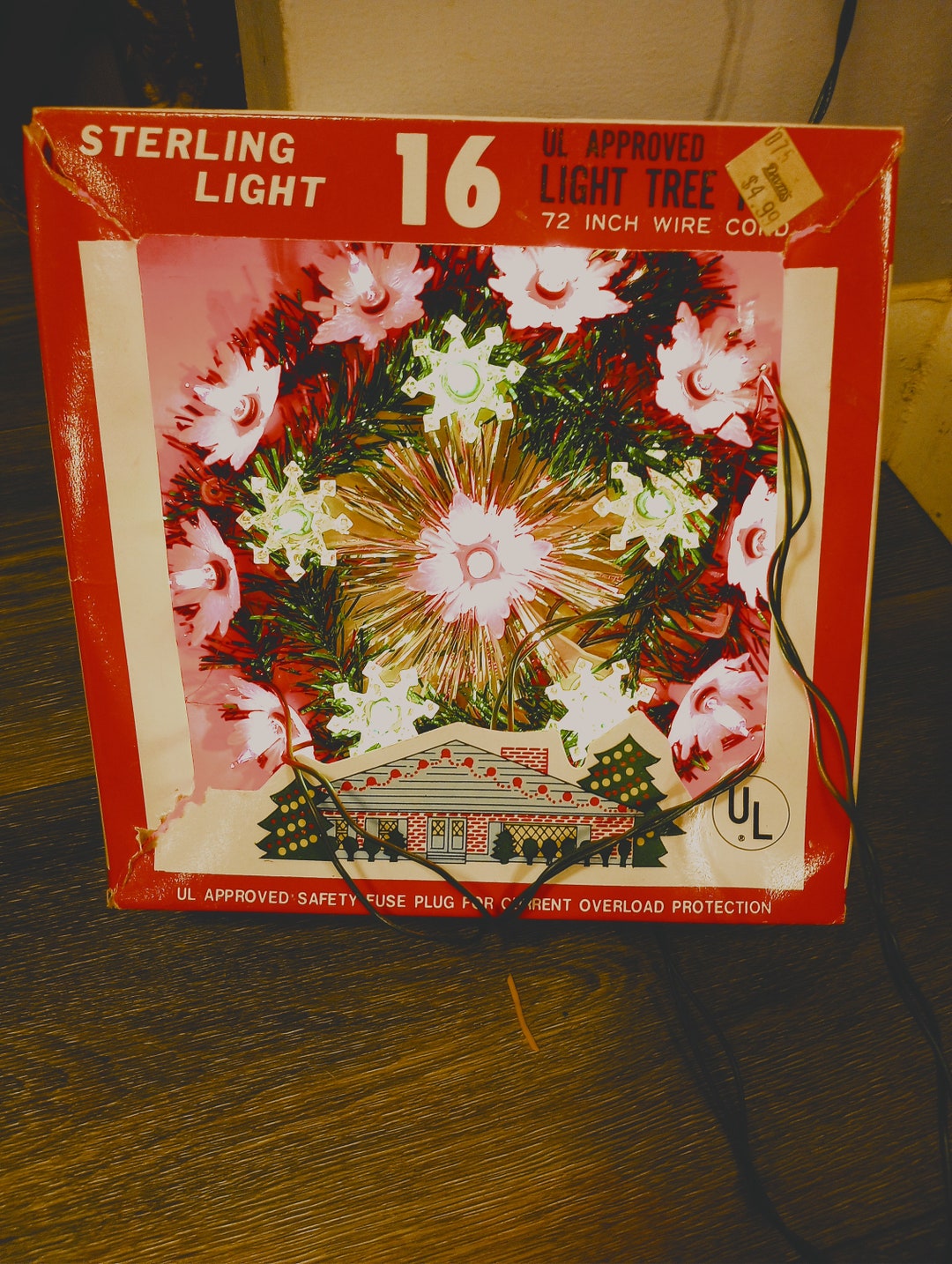 Vintage Kitschy Tinsel Tree Topper Poinsettia 16 Light Etsy