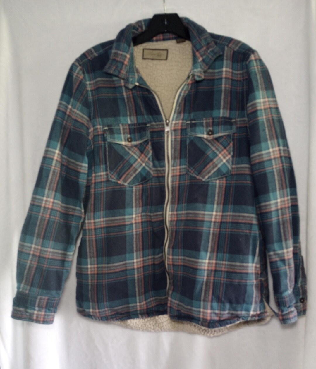 Flannel Rancher Jacket Western Insulated Sherpa Flannel Jacket Cozy Rancher Chore Barn Coat ...