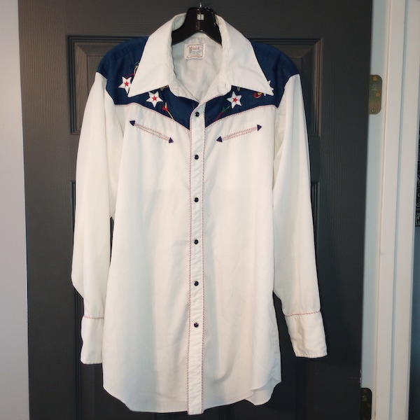 Chemise western vintage H Bar C California Ranchwear à manches longues, taille 34 M - France