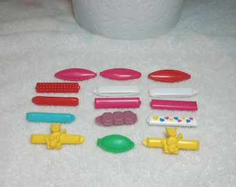 Vintage Lot Childs Barrette Hair Clip 70s Goody Plastic Bows Kitty Cat Dollcore