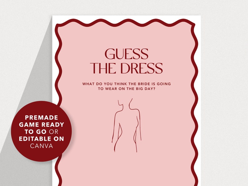 Guess the Dress Hens &amp; Bridal Shower Party Game - Etsy Australia