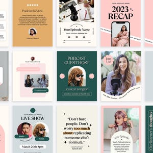 Podcast Coach Post Templates | Set of 15 | Social Media Manager | Canva & PSD Photoshop File | Small Business Instagram