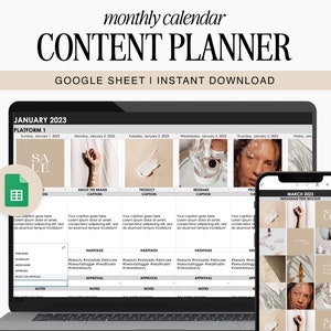 Social Media Content Calendar Template | Monthly | Google Sheet Spreadsheet | Batch Content | Digital Download | Instant Download